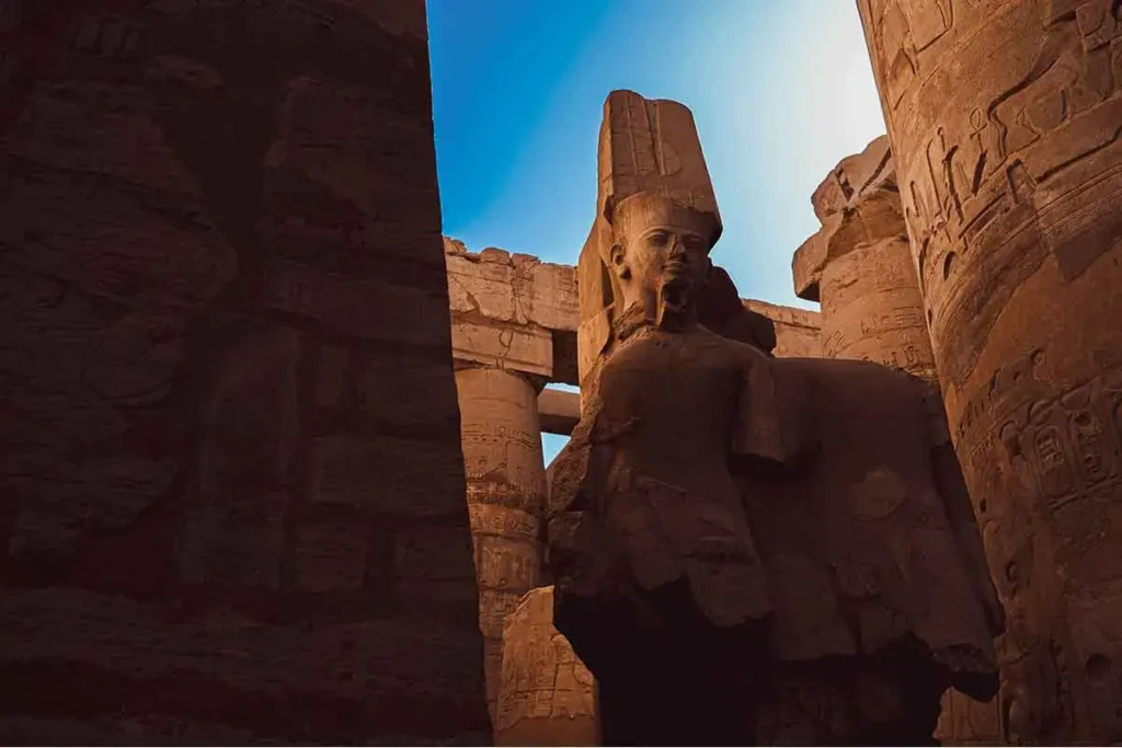 Colossal statues at the entrance of Luxor Temple, Egypt