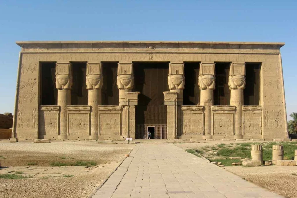 Side view of the Temple of Hathor at Dendera, Egypt.