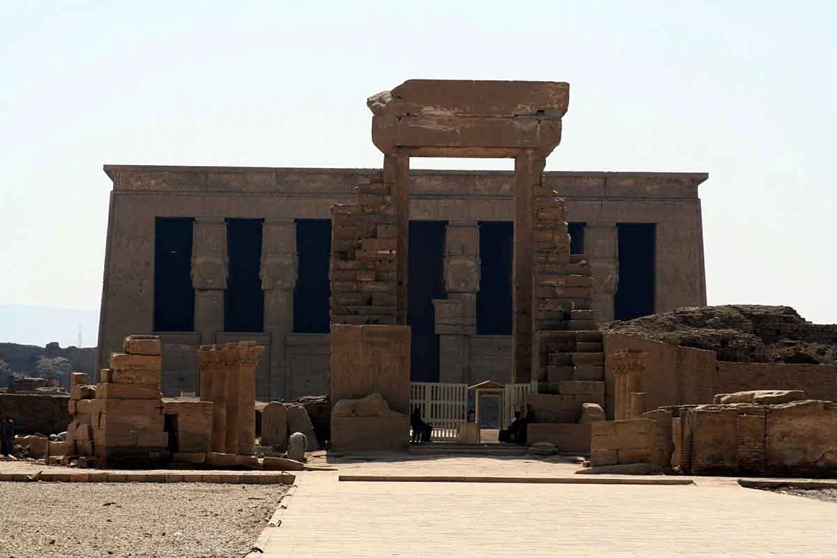 Exterior view of the Temple of Hathor at Dendera.